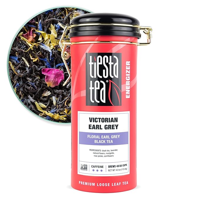 Tiesta Tea - Victorian Earl Grey, Loose Leaf, Floral Earl Grey Black Tea, Premium High Caffeinated Black Drink, Make Hot or Iced, Brews Up to 50 Cups, 4oz Refillable Tin
