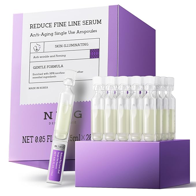Peptides Serum for Face with Retinol, Niacinamide, Panthenol, VC-IP - Anti-Aging Ampoules for Wrinkles Dark Spot&Reduce Fine Line - Single-Use Vials|Korean Skin Care 0.05 fl.oz x 20ex