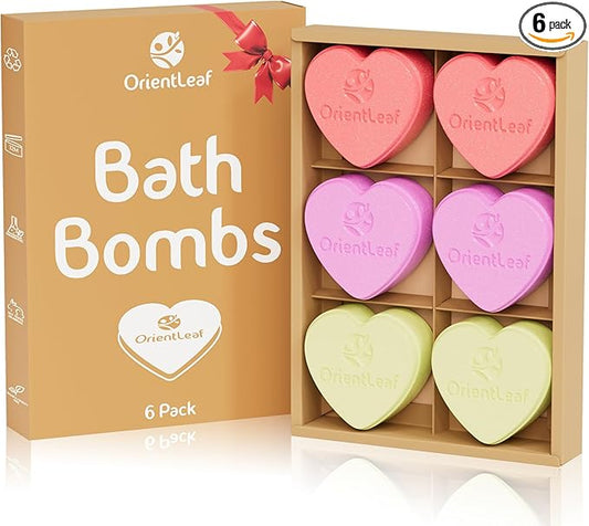 Bath Bombs Plant Scented, Stocking Stuffers Bath Bombs for Women and Girls Aromatherapy Bubble Bath, Lavender, Rose, Eucalyptus, 6 x 2 oz