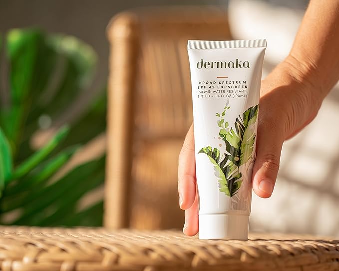 Dermaka Tinted Sunscreen SPF 42 for Face & Body – 2-in-1 Lightly Tinted Mineral Sunscreen with Zinc Oxide & Titanium Dioxide – Skin Soothing, Water-Resistant 80 Min, 3.4 oz