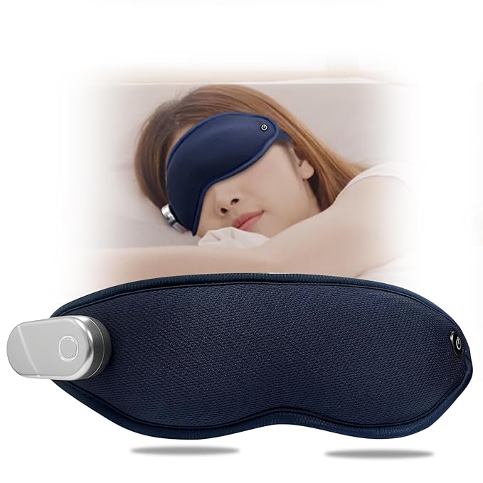 Heated Eye Mask with Vibration Massager, Cordless Rechargeable for Dry Eyes, Black