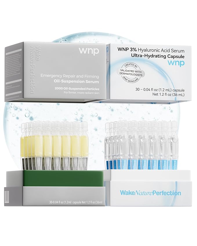 WNP serum set: Ultra Hydrating Serum 3% 4D Hyaluronic Acid +Emergency Repair Firming Oil-Suspension Serum Hydrating+Skin Repair|Single-Use Vials Skincare for Sensitiveskin 72ml