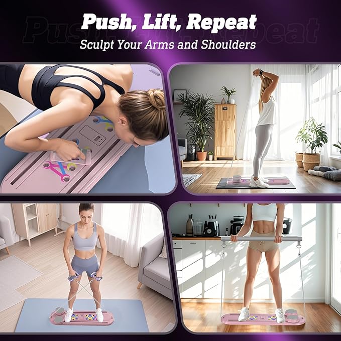 Pilates Board Pilates Reformer Set - Pilates Board for Home Workout, Multifunctional Pilates Board for Core, Glutes, Balance Training, Non-Slip Design with Cushioned Pads, Portable Pilates Board