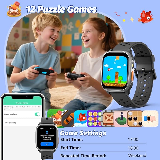 Kids Watch with 140 Sports Modes, 1.5" Kids Fitness Tracker, Girls Smart Watch, No APP/Phone Required, Sleep Monitor, Heart Rate, Puzzle Games, IP68 Waterproof, Gifts for Boys Girls Aged 6-15