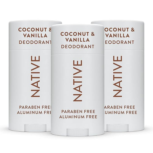 Native Aluminum-Free Clean Deodorant Natural Derived Ingredients, 72HR odor control | Deodorant for Women and Men, Baking Soda, Coconut Oil, Shea Butter | Coconut & Vanilla, 3 pack