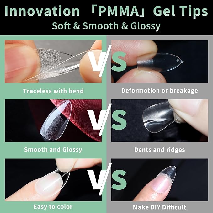 Medium Round Oval Nail Tips, 216pcs Acrylic Fake Nails Gel Nail Tips Soft, Full Cover Pre-Shaped Matte Clear Press on Nails for Extension, Diy at Home Manicure 12 Sizes