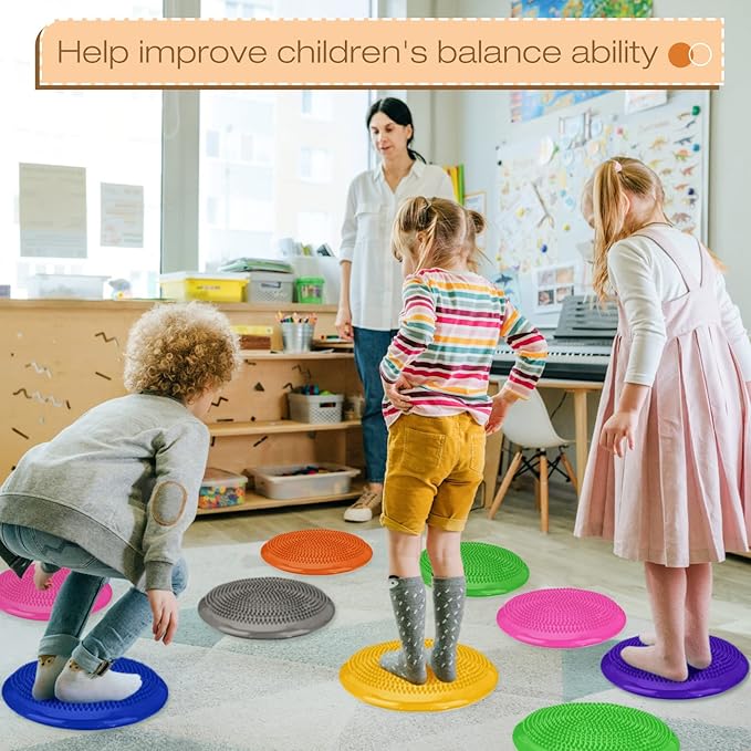 Amylove 13 Pcs Wiggle Seat Inflated Wobble Cushion for Sensory Kid 13 Inch Balance Disc Kids Flexible Seating Exercise Sensory Pad Chair Cushion for Classroom Office School