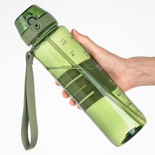 GOPPUS Water Bottle,Clear Water Bottles with Straw,32oz Sports Bottle With Time Markers-BPA-Free Tritan Wide Mouth Bottle Leakproof Motivational wate bottles for Gym,Hiking,School or Office(1 Bottle)