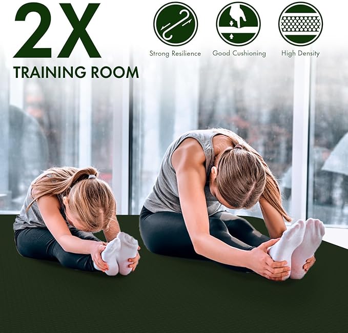 FrenzyBird Large Yoga Mat 6'x 4'（72”x 48”）—1/4" &1/3" Extra Wide Exercise Mat 183cm x 122cm Large Exercise Mat Big Home Yoga Mat Pilates Mat,Non Slip,Thick,TPE Workout Mat,for Women & Men, Yoga, Pilates, Gym and Floor Workouts Pilates