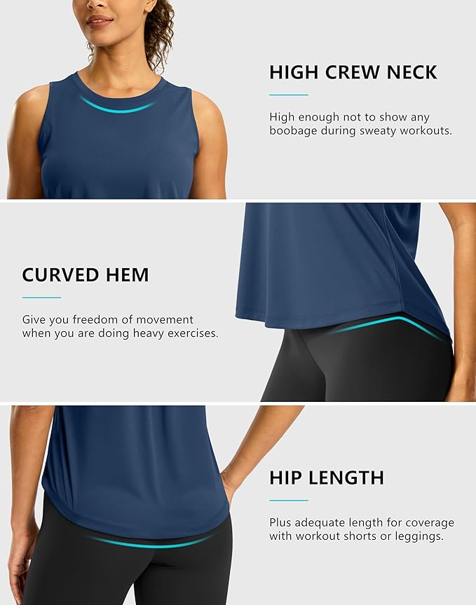 G Gradual Workout Tank Top for Women Sleeveless Athletic Yoga Tops High Neck Quick Dry Running Tennis Sports Shirts for Women