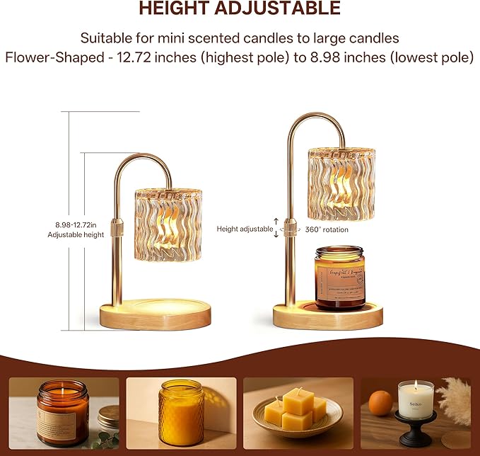 Homelist Candle Warmer Lamp with Timer, Height Adjustable Candle Lamp, Home Decor, Wax Melt Warmer for Birthday Chrismas for Mom, Women, Sister