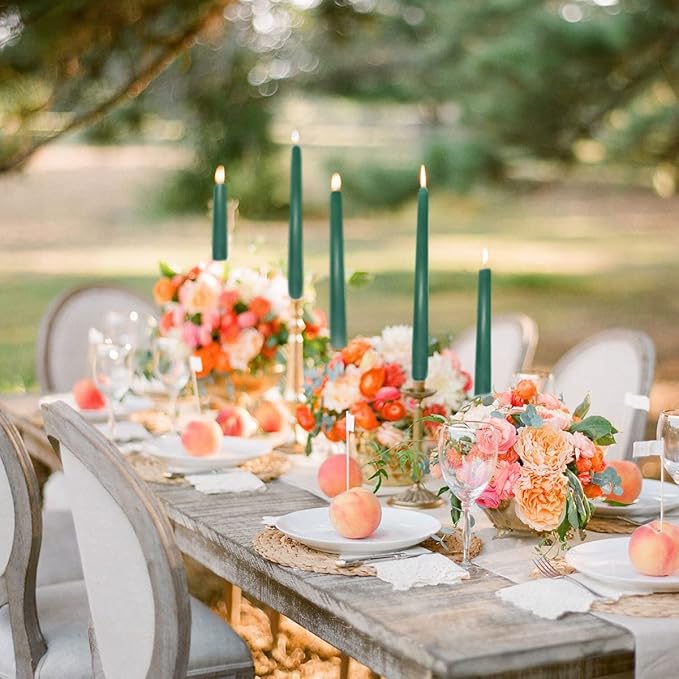 7 Packs 10 Inch Green Colored Taper Candles, Unscented Non-Toxic Smokeless Skinny Wax Candlesticks for Home St. Patrick's' Patty Day Dinner Table Decor - 8 Hours Burn Time