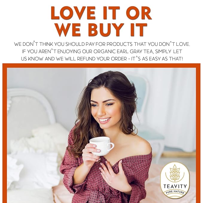 Organic Earl Grey Tea Pods for Keurig - Caffeinated Unsweet Black Tea for K Cup Brewing by Teavity (24 Tea Pods)