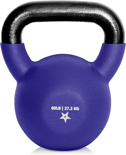 Yes4All Kettlebell, 5-65 LB Neoprene Coated Cast Iron Kettlebells, Wide Grip Handle & Flat Bottom for Swings, Squats, Deadlifts, Push Ups & Full Body Training at Home Gym - Single & Set