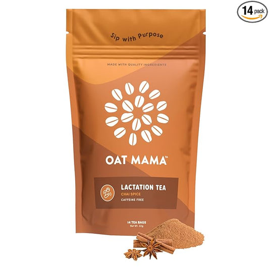 Oat Mama Lactation Tea for Breastfeeding Moms - Chai Spice | Breastfeeding Essentials for Milk Supply Increase | Organic Lactation Support & Postpartum Recovery