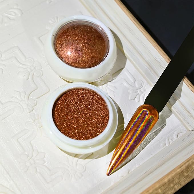 Chrome Nail Powder Set 6 Colors Nail Glitter Chrome Nail Powder Metallic Mirror Effect Brown Gold Purple Glitter Dust Powder Manicure Salon Supplies