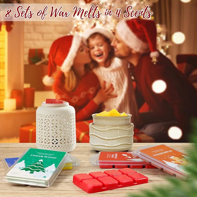 SCENTORINI Christmas Wax Melts, Scented Wax Melts, Wax Melts for Candle Making, Cedar Wood, Ginger Bread, Vanilla Cake, Apple & Cinnamon, 8 x2.5 oz