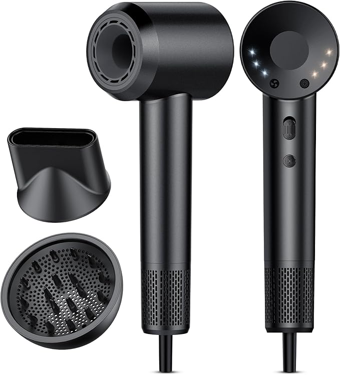 Hair Dryer, 160000 RPM Professional High Speed Ionic Blow Dryer 500 Million Negative Ions & Heat-Control & Low Noise Hairdryer for Faster Drying All Hair Types, No Heat Damage