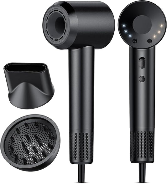 Hair Dryer, 160000 RPM Professional High Speed Ionic Blow Dryer 500 Million Negative Ions & Heat-Control & Low Noise Hairdryer for Faster Drying All Hair Types, No Heat Damage
