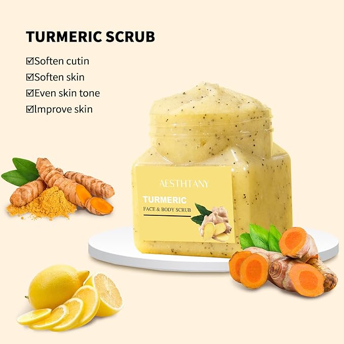O'KADY Turmeric Body Scrub Moisturizing and Exfoliating Body, Face, Hand, Foot Scrub,Deep Cleansing 350ml