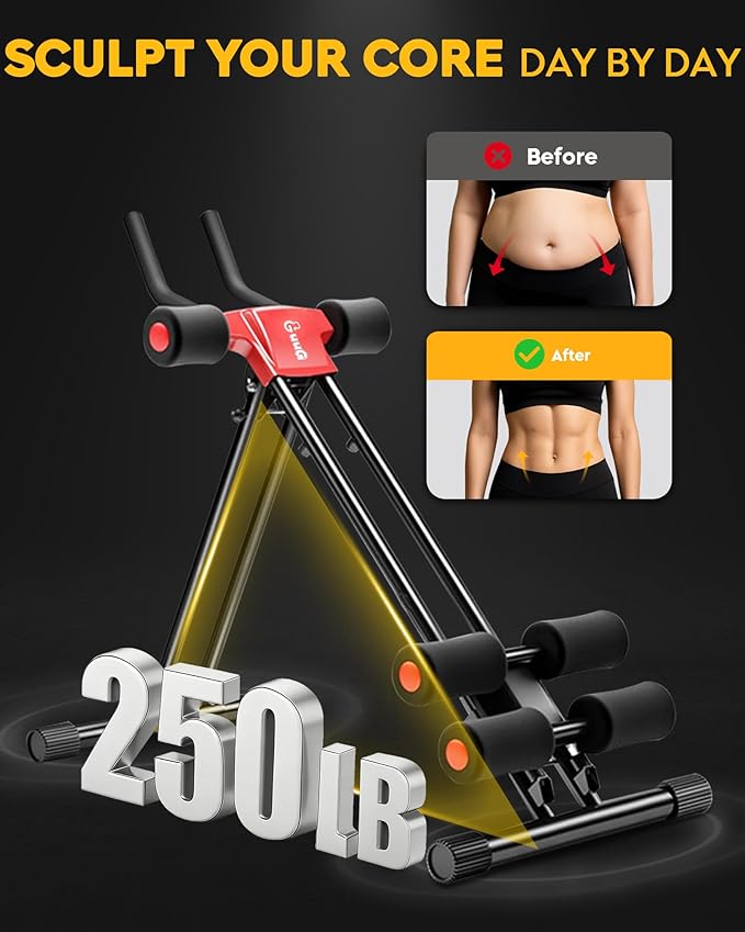 Ab Machine Abdominal Stomach Workout: Adjustable Ab Trainer Machine Ab Cruncher Core Strength Training Equipment for Home Gym Foldable for Women and Men