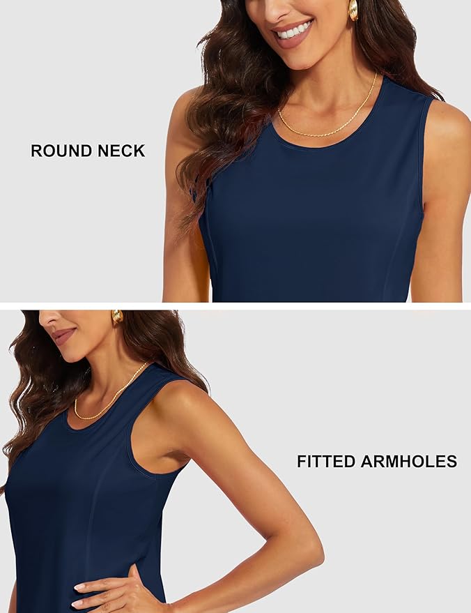 MAGCOMSEN Women's Sleeveless Workout Shirts UPF 80+ Dry Fit Running Wicking Tank Tops Athletic Gym Summer