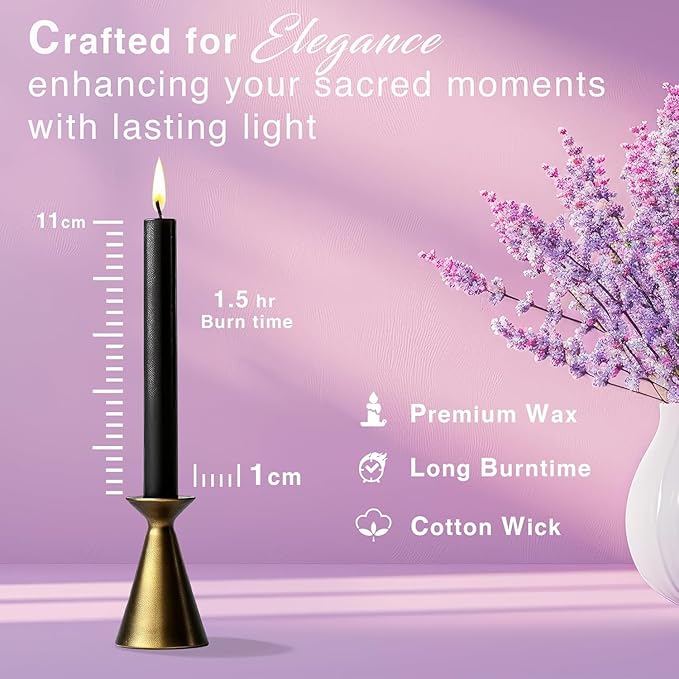 Spell Chime Candles 40 pcs Black Candles, 4" Tall Unscented Mini Taper Candle for Witchcraft, Wiccan Altar, Magic Tools, Rituals, Prayer, Meditation and Party Decoration