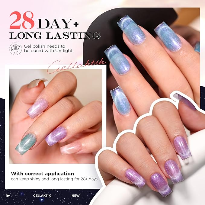 5-in-1 Cat Eye Gel Polish Kit, 6PCS-7.5ml No Base/Top Coat Needed, All-in-One Formula, Beginner-Friendly Magnetic Nail Art Set with Magnet Sticks, Fast Curing for Home DIY Manicure