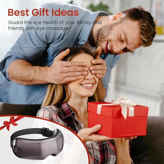 NOWWISH Smart Eye Massager with Heat & Bluetooth Music for Reduce Eye Strain, Headache and Migraine Relief, Improve Sleep - Fathers Day, Birthday Gifts for Women Men, Gifts for Mom Dad Wife -
