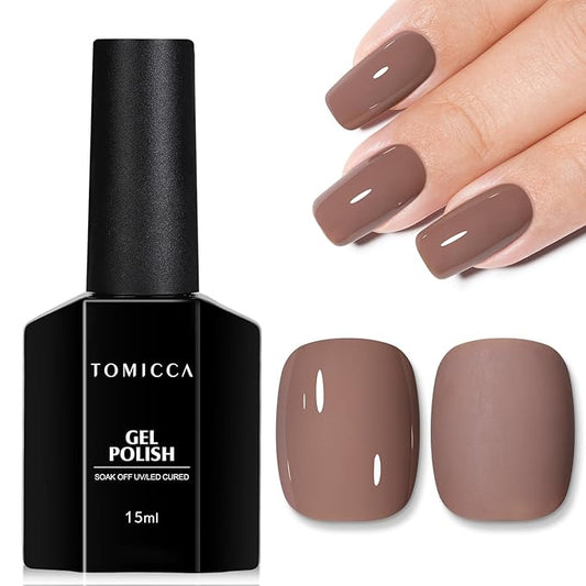 TOMICCA Coffee Brown Gel Nail Polish, 15ml Brown Gel Polish,Soak Off UV LED Cure Nail Polish for Nail Art DIY Manicure at Home Autumn Winter Color