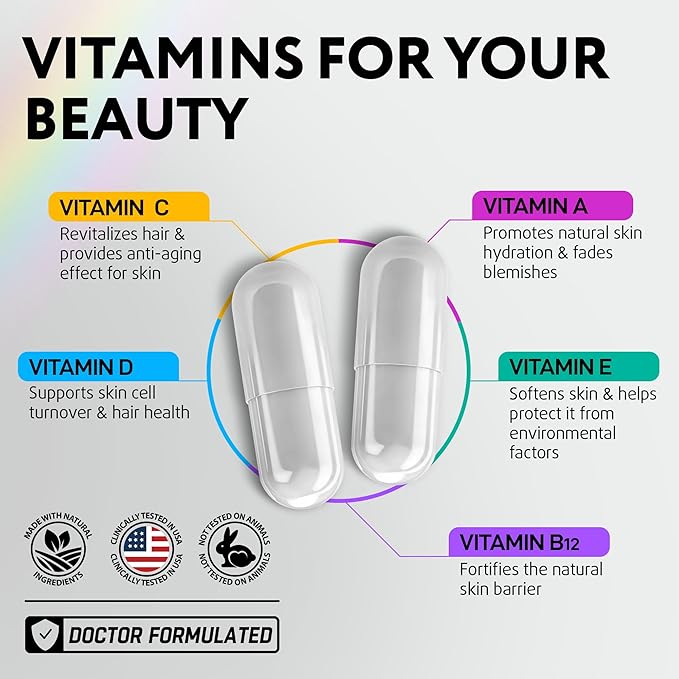 Biotin for Hair Growth Women & Men with Keratin, Collagen Complex 30000 mcg – Capsules for Hair Loss & Stronger Thickness – Skin & Nails Vitamins, Biotin 10000mcg and Collagen Supplements - 120 Pills