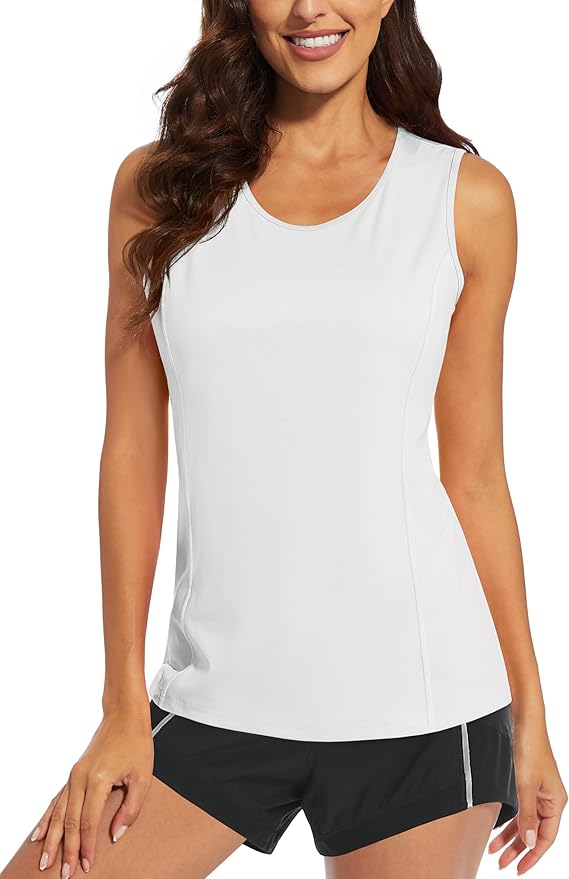 MAGCOMSEN Women's Sleeveless Workout Shirts UPF 80+ Dry Fit Running Wicking Tank Tops Athletic Gym Summer