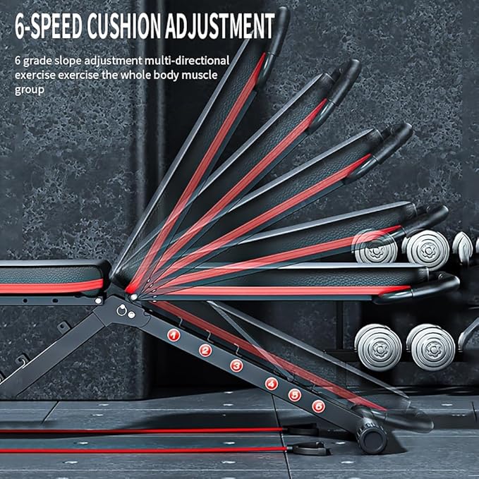 Adjustable Exercise Chair for Home Gym – Foldable Back Extension Bench for Core, Hip & Lower Back Workout – Multi-Functional Hyperextension Bench with Tension Rope for Full-Body Exercise