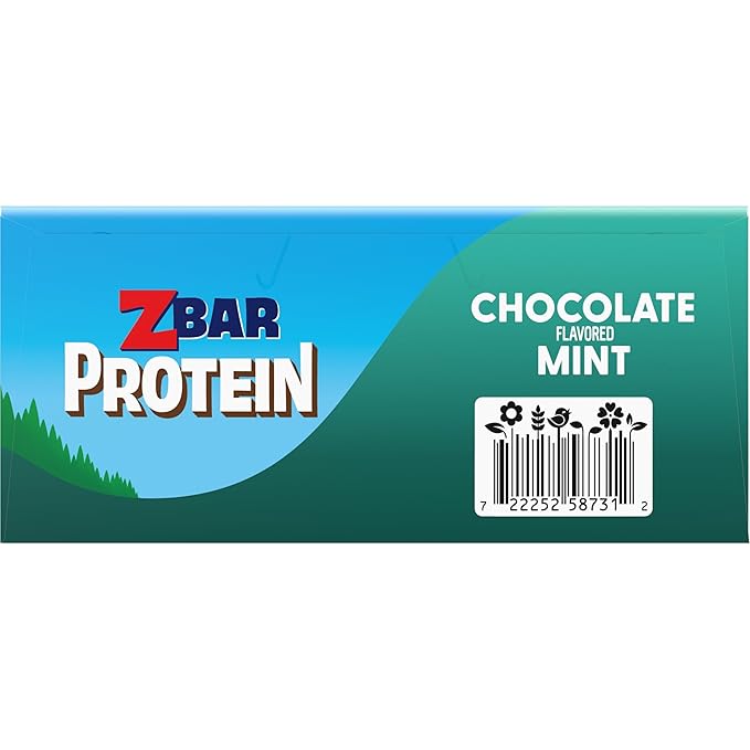 Zbar Protein - Chocolate Flavored Mint - Crispy Snack Bars - Made with Organic Oats - Non-GMO - 5g Protein - Gluten Free Protein Bars (15 Pack)