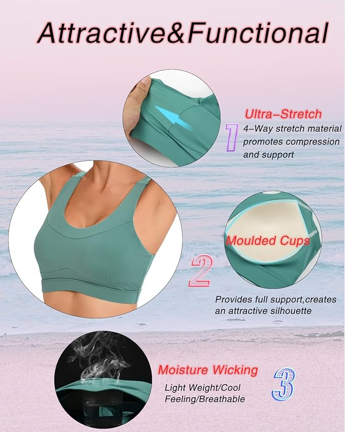 RUNNING GIRL High Impact Sports Bras for Women,Racerback Running Bra Workout Crop Tank Tops Longline Sports Bra Push up