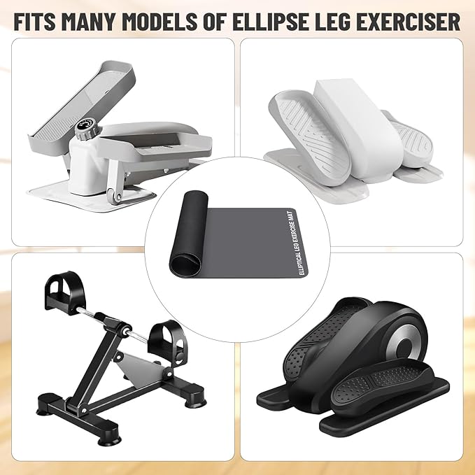 Under Desk Elliptical Mat - Non-Slip Exercise Equipment for Peloton Bike, Small Exercise Mat for Desk Workout Equipment