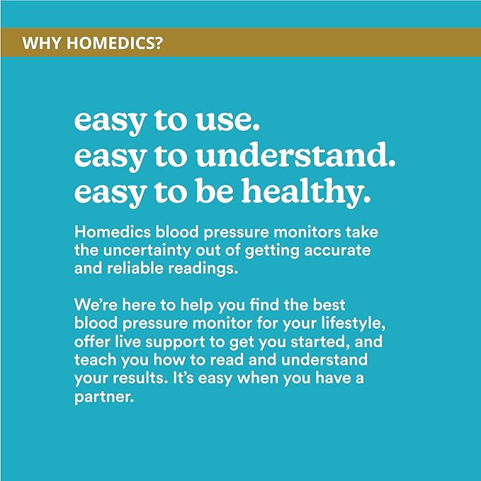 Homedics 700 Series Wrist Cuff Blood Pressure Monitor for Home Use, One-Touch Operation, Accurate Results, 2 Users, with Bluetooth Wireless Technology to The Homedics Health App (Smart)