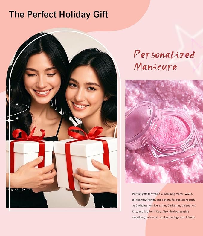 Chrome Nail Powder -【Fairy Effect】Pink Chrome Nail Powder Aurora Mermaid Iridescent Chrome Powder For Nails, Pink Chrome Powder Metallic Mirror Glitter Pigment Dust For Manicure Decoration