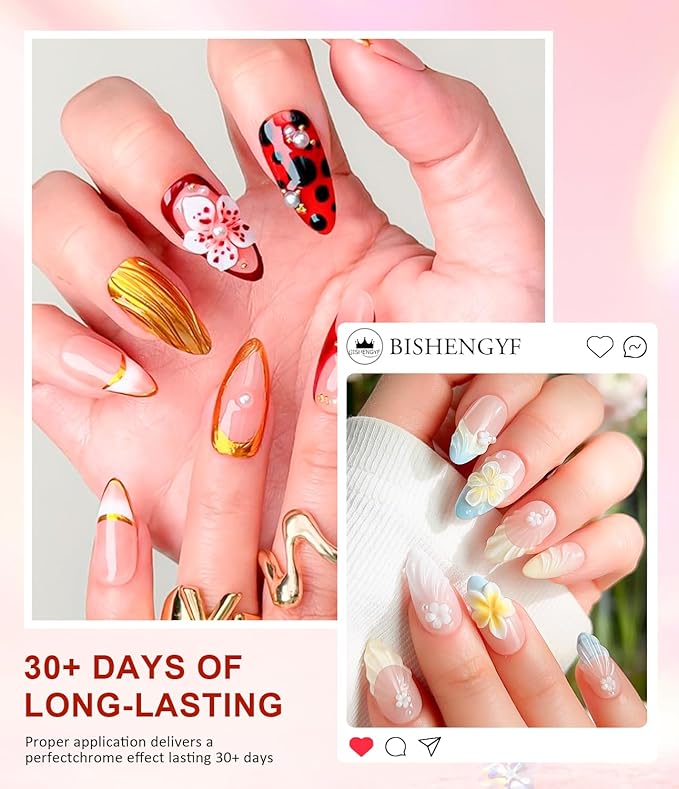 Gold Chrome Nail Powder 4 PCS - Metallic Mirror Nail Art Pigment for Gel Polish Decoration,Resin Craft Festival Chrome Powder,Includes Blue Purple Colors