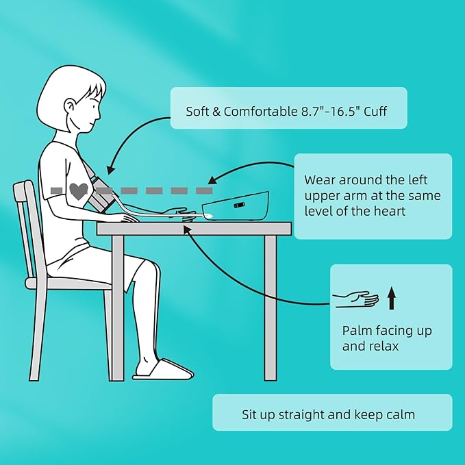 Blood Pressure Monitor, Upper Arm Blood Pressure Machine for Home Use, Digital Talking BP Monitor with 2x99 Readings Memory Adjustable Cuff 8.7"-16.5" Large LCD Backlit Display