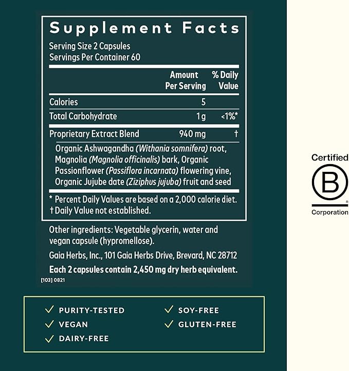 Gaia Herbs SleepThru - Sleep Support Supplement with Ashwagandha Root, Magnolia Bark, Passionflower & Jujube Date* - 120 Vegan Liquid Phyto-Capsules (60-Day Supply)
