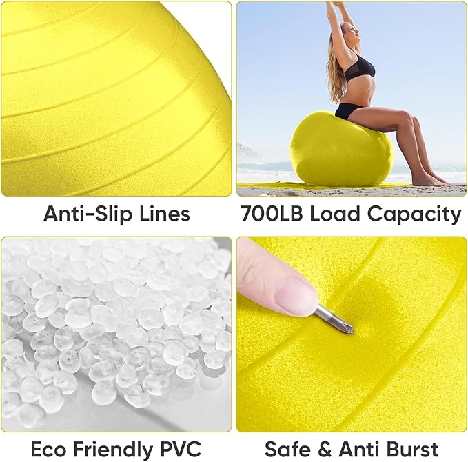 APEXUP Yoga Ball Exercise Ball Anti Slip Heavy Duty for Fitness, Balance & Core Workout
