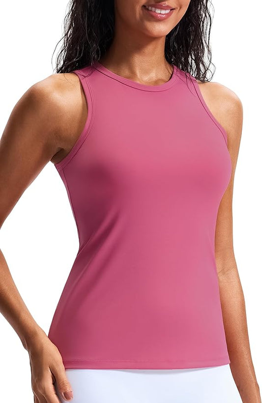 JOYSPELS Workout Tank Tops for Women - Butter Soft High Neck Athletic Gym Yoga Pilates Tank Tops