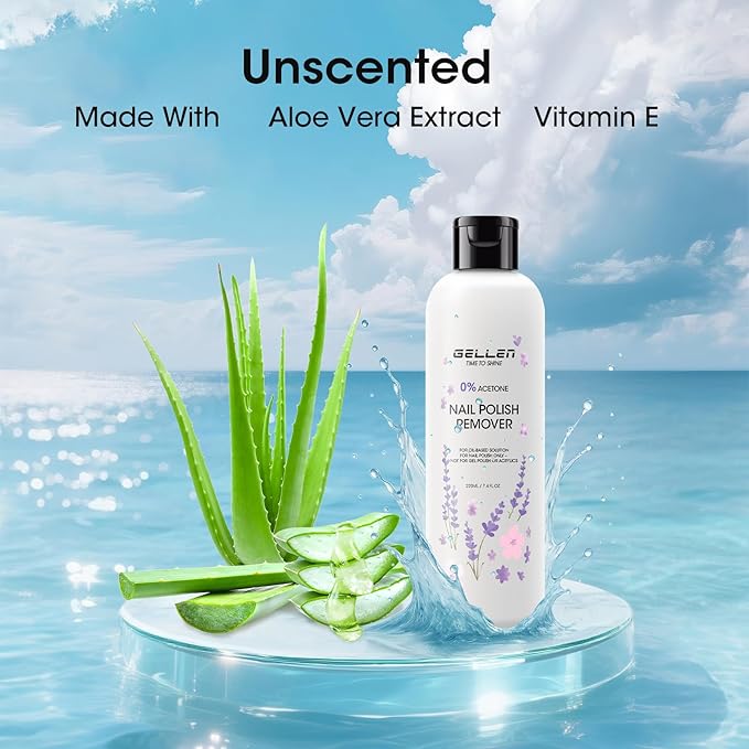 Gellen Nail Polish Remover Kit with Corrector Pen, 9.47fl oz Non-Acetone Nourishing Formula Unscented Nail Polish Remover, Soft Aloe & Vitamin E Infusion, Perfect for Home DIY or Salon Use