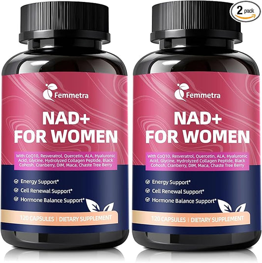 NAD+ Supplements for Women - Liposomal NAD+ with Resveratrol & DIM for Hormone Balance, Cellular Energy & Anti-Aging - 14-in-1 Formula for Renewal - 2 Bottles