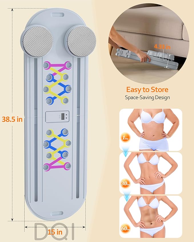 Pilates Board Pilates Reformer Set - Pilates Board for Home Workout, Multifunctional Pilates Board for Core, Glutes, Balance Training, Non-Slip Design with Cushioned Pads, Portable Pilates Board