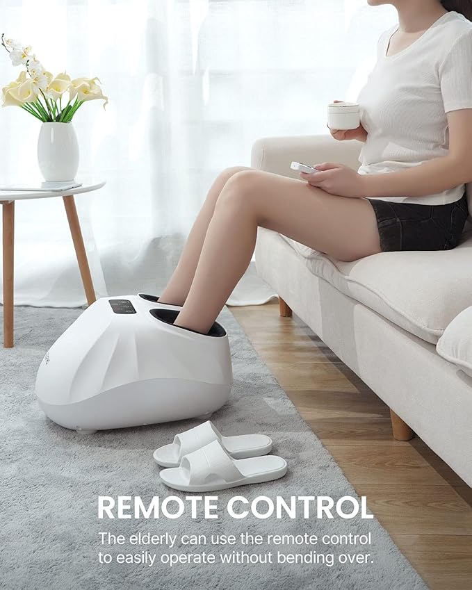 RENPHO Foot Massager Machine with Heat [2025 Upgraded], Shiatsu Foot Massager for Plantar Fasciitis, Birthday Gifts for Women, Wireless Control, Up to Size 14, WH