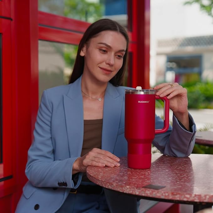 Easy Clean Pro Tumbler - 40 oz Water Bottle with Handle Quick-Disassemble Flip Straw, Leakproof Insulated Stainless Steel, Dishwasher Safe, BPA-Free Gifts for Women & Men