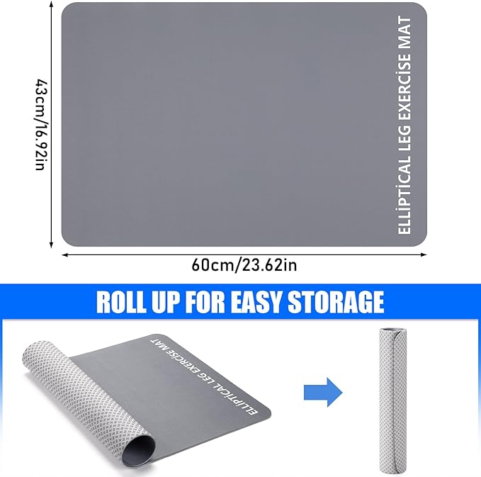 TOBWOLF Non-Slip Workout Mat for Ellipse Leg Exerciser, Ellipse Machine Mat, Exercise Mat for Under Desk Ellipticals, Suitable for Electric Seated Foot Pedal Exerciser, Stability & Floor Protection