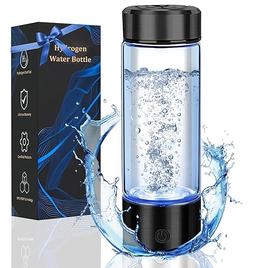 Hydrogen Water Bottle Generator, Portable Hydrogen Water ionizer, Rechargeable Hydrogen-Rich Water Bottle, Suitable for Travel, 420ml,Gift for Women Men, Gift for Friends, Birthday Gift, Black